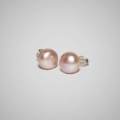 Pendientes de botón con perla rosa