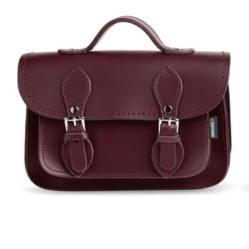 Micro Satchel Plus en Cuir Fait Main - Rouge Marsala 4