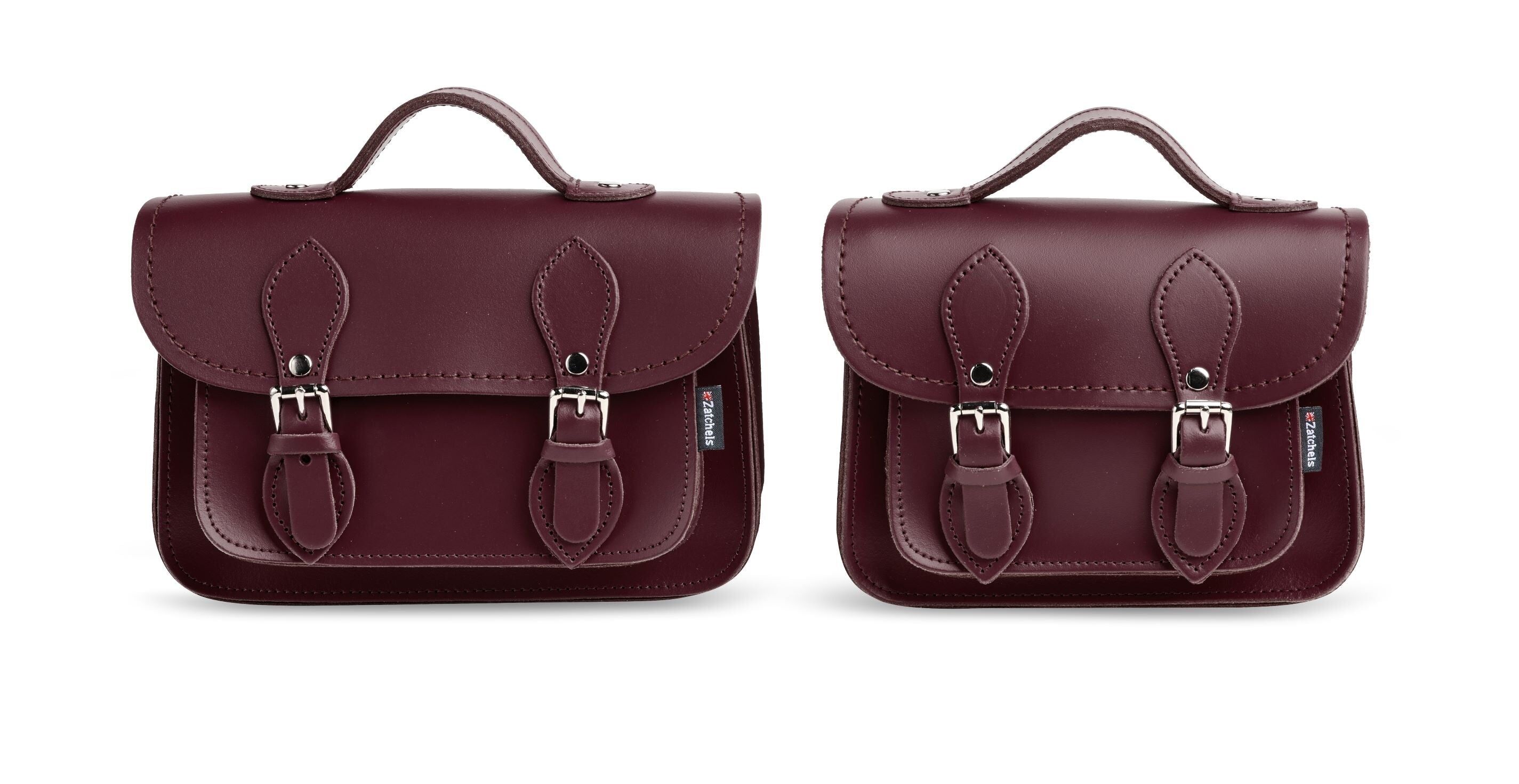 Micro Satchel Plus en Cuir Fait Main - Rouge Marsala