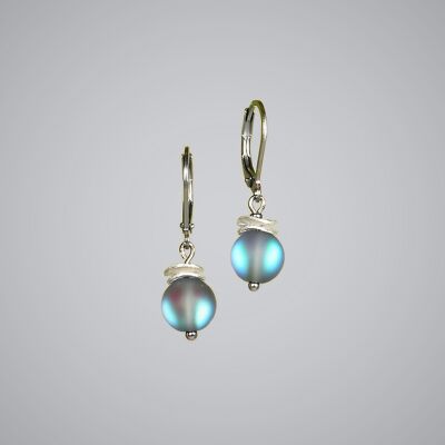 Boucles d'oreilles avec perle scintillante et pièces décoratives en argent 925