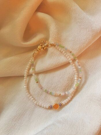Bracelet Dainty Glass Pearl avec hexagone recouvert d'or 18 carats 5