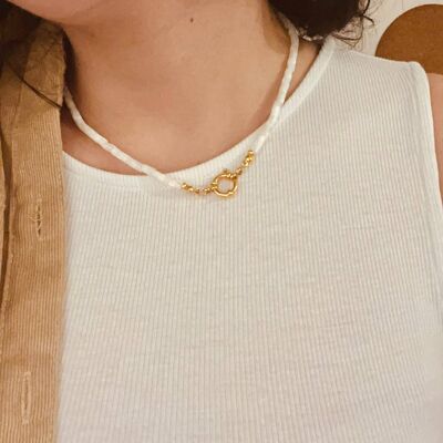 Collana di perline fatta a mano, collana di conchiglie - placcata in oro 24k