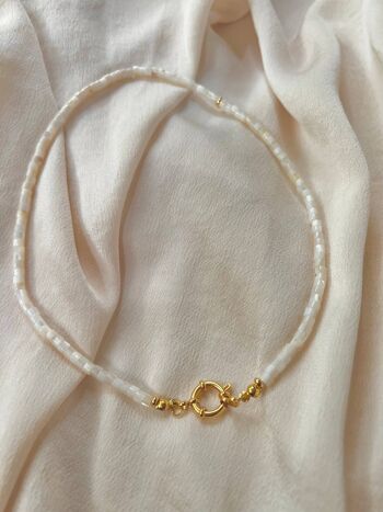 Collier de perles fait à la main, collier de coquillages - plaqué or 24 carats 4