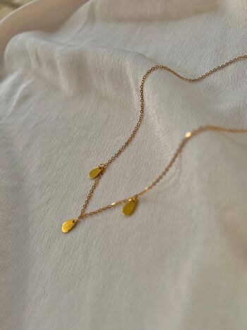 Dainty and Boho Gold 3 Pendant Necklace - Collier de gouttes de pluie - Collier en acier inoxydable or ou argent - Collier de superposition 2