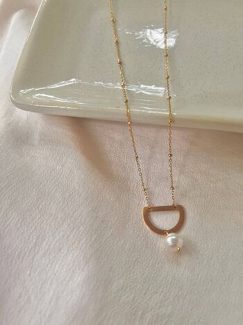 Collier de perles d'eau douce Dainty - Chaîne et pendentif en acier inoxydable plaqué or 18 carats - Perle de perle d'eau douce - Bijoux de mariée 2