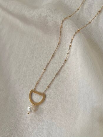 Collier de perles d'eau douce Dainty - Chaîne et pendentif en acier inoxydable plaqué or 18 carats - Perle de perle d'eau douce - Bijoux de mariée 3