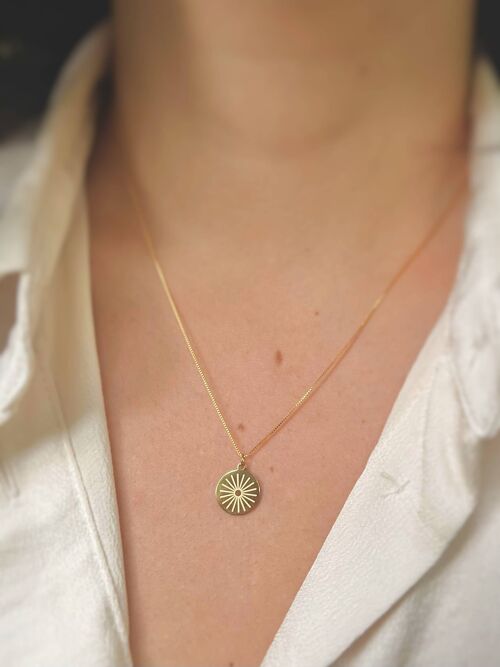 Sun Pendant Necklace - 18k Gold & 925 Sterling Silver chain Necklace - Gold Circle Necklace - Circle Pendant Necklace Pendant