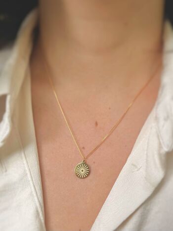 Collier pendentif soleil - 18k Gold & 925 Sterling Silver chain Necklace - Gold Circle Necklace - Circle Pendant Necklace Pendant 1