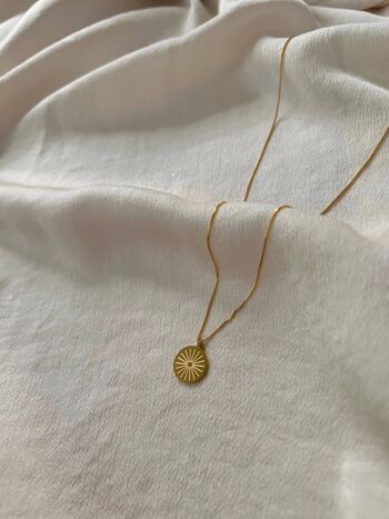 Collier pendentif soleil - 18k Gold & 925 Sterling Silver chain Necklace - Gold Circle Necklace - Circle Pendant Necklace Pendant 2