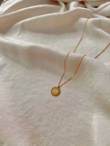 Collier pendentif soleil - 18k Gold & 925 Sterling Silver chain Necklace - Gold Circle Necklace - Circle Pendant Necklace Pendant 5