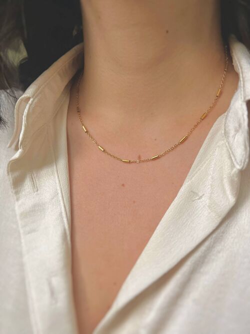 Dainty Gold Tube Chain Necklace - Minimalist Chain Choker - Gold Chain Choker - Waterproof Necklace