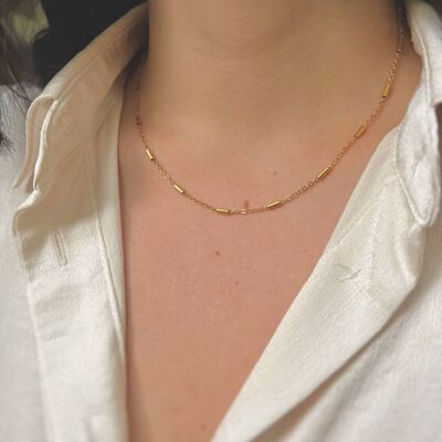 Dainty Gold Tube Chain Necklace - Minimalist Chain Choker - Gold Chain Choker - Waterproof Necklace