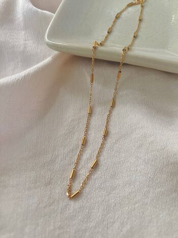 Dainty Gold Tube Chain Necklace - Minimalist Chain Choker - Gold Chain Choker - Collier étanche 3