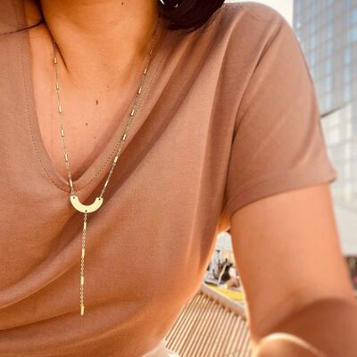 Collar de cordón geométrico - Collar de acero inoxidable chapado en oro de 18 k