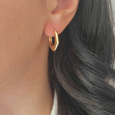 Chunky Huggies - Gold Hoop Earrings - Chunky Earrings - Half