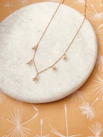 Dainty Freshwater 5 Pearl Gold Chocker Necklace - 18k Gold & Stainless Steel Findings - Romantique et Unique - Bijoux de mariée 2