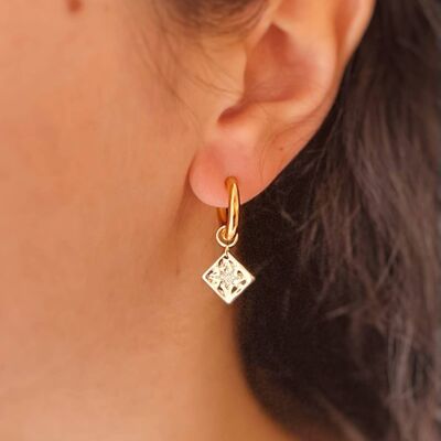 Golden Rhombus Star Huggies with Cubic Zirconia