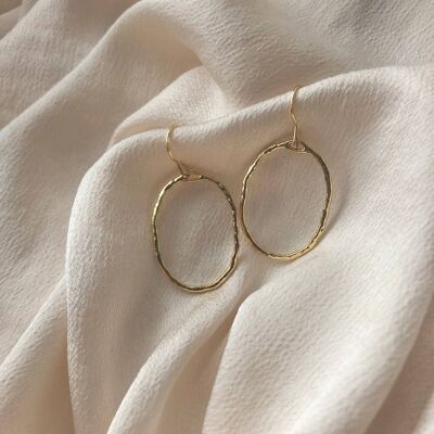 Open Oval Earrings - Dainty Organic Shape Oval Earrings - Handmade Gold Earrings