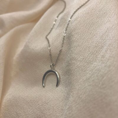 Zierliche Edelstahl-Halbmond-Halskette - minimalistische Halskette - langlebige Halskette - Silberkette