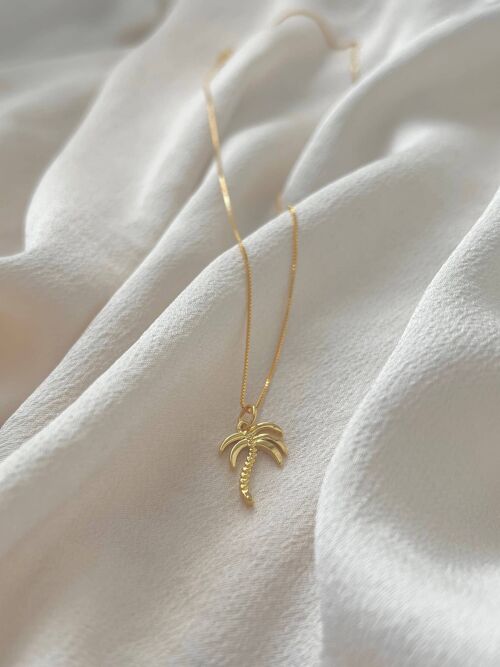 Palm Tree Pendant Necklace - 18k Gold & 925 Sterling Silver chain Necklace - Gold Tropical Necklace - Palm Pendant Necklace Pendant