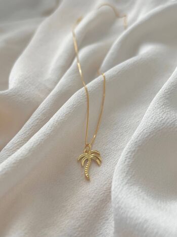 Collier pendentif palmier - 18k Gold & 925 Sterling Silver chain Necklace - Gold Tropical Necklace - Palm Pendant Necklace Pendant 1