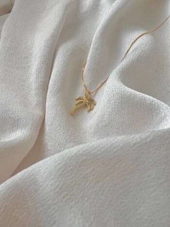 Collier pendentif palmier - 18k Gold & 925 Sterling Silver chain Necklace - Gold Tropical Necklace - Palm Pendant Necklace Pendant 4