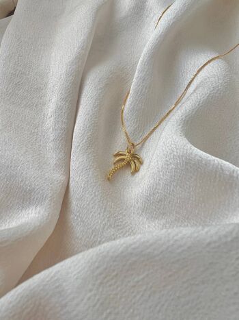 Collier pendentif palmier - 18k Gold & 925 Sterling Silver chain Necklace - Gold Tropical Necklace - Palm Pendant Necklace Pendant 5