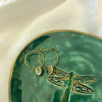 Mini Hoops - Boucles d'oreilles en acier inoxydable or avec pendentif pièce de monnaie - Boucles d'oreilles en or faites à la main - Bijoux minimalistes et uniques 3