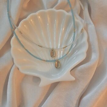 Collier tour de cou perlé, collier tour de cou coloré avec pendentif coquille en acier inoxydable, collier longue durée - Tour de cou perlé fait à la main 2