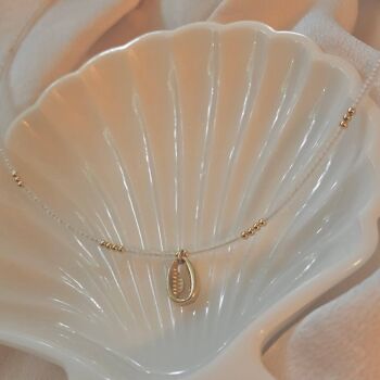 Collier tour de cou perlé, collier tour de cou coloré avec pendentif coquille en acier inoxydable, collier longue durée - Tour de cou perlé fait à la main 4