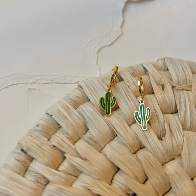 Gold Cactus Huggies - Triangle Earrings - 14k Gold coated