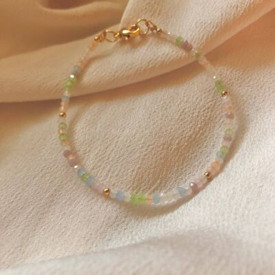 Bracelet Dainty Pastel Glass Bead avec perles dorées