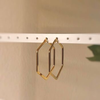 Hexagon Hoops in Gold - Boucles d'oreilles en acier inoxydable en or 2