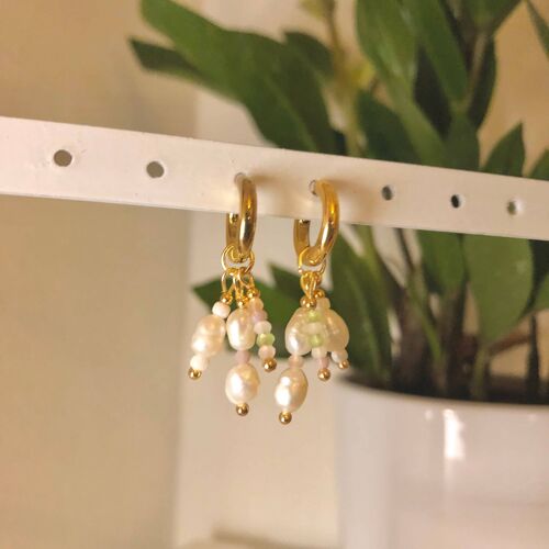 Freshwater Pearl Long-lasting Gold Thick Hoop Earrings
