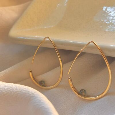 18k Gold Earrings - Teardrop Hoop Earrings