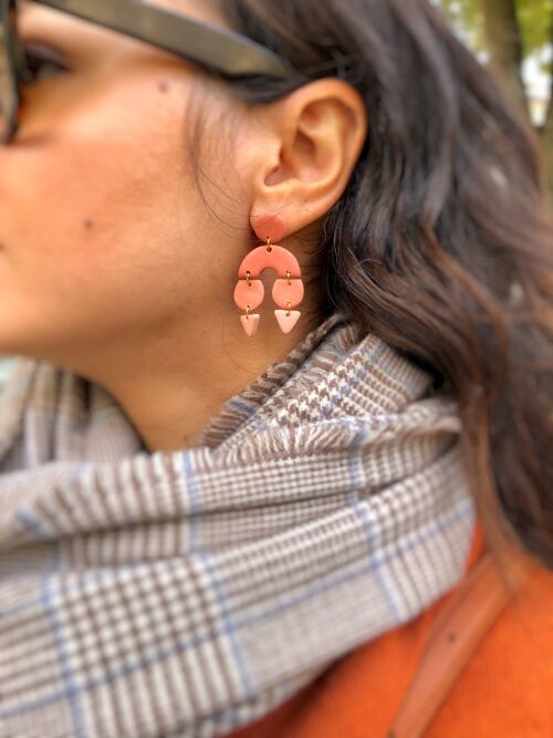 Terracotta Arched Dangle Earrings - Polymer Clay Earrings