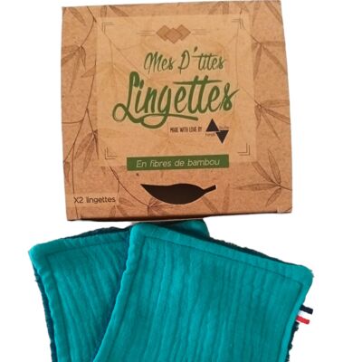 Turquoise double gauze makeup remover wipes x2