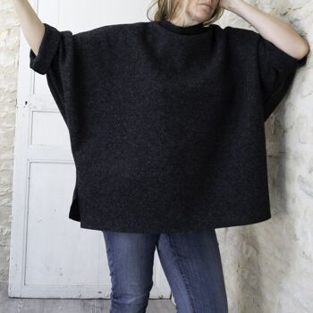 Pull large en laine bouillie anthracite 3