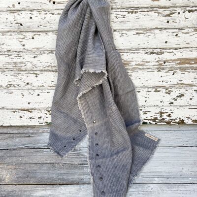 Set of 5 white gray linen scarves with snap button