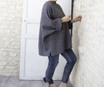 Pull gris chiné en laine bouillie 4