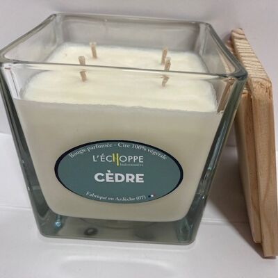 SCENTED CANDLE WAX 100% VEGETABLE SOYA - 10X10 4 WICKS 350 G CEDAR