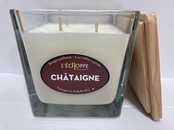 BOUGIE PARFUMEE CIRE 100 % VEGETALE SOJA - 10X10 4 MECHES 350 G CHÂTAIGNE