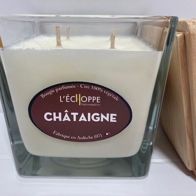 SCENTED CANDLE 100% VEGETABLE SOYA WAX - 10X10 4 WICKS 350 G CHESTNUT