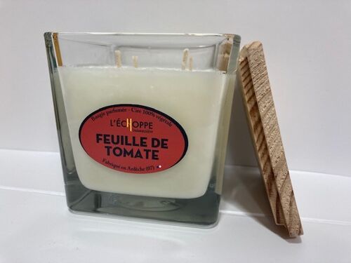 BOUGIE PARFUMEE CIRE 100 % VEGETALE SOJA - 10X10 4 MECHES 350 G FEUILLE DE TOMATE