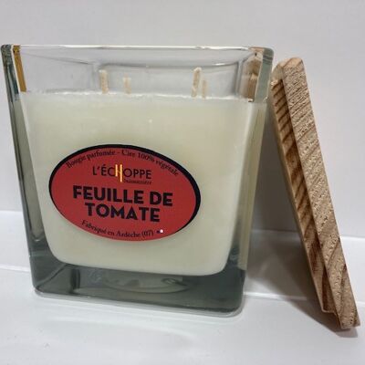 BOUGIE PARFUMEE CIRE 100 % VEGETALE SOJA - 10X10 4 MECHES 350 G FEUILLE DE TOMATE