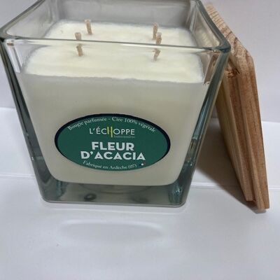 SCENTED CANDLE WAX 100% VEGETABLE SOYA - 10X10 4 WICKS 350 G ACACIA FLOWER