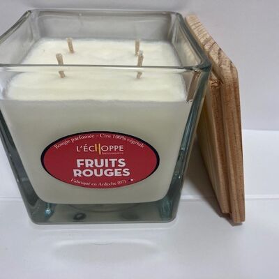 SCENTED CANDLE WAX 100% VEGETABLE SOYA - 10X10 4 WICKS 350 G RED FRUIT
