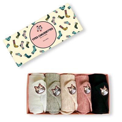 Chaussettes Languette Chat Moustaches (Lot x5)