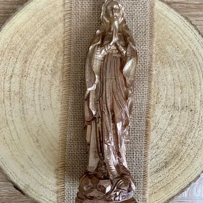 Madonna (Jungfrau Maria) aus altgoldlackiertem Wachs (Bronze)