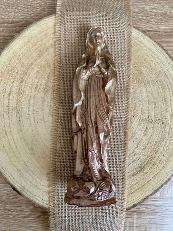 Madone (vierge Marie) en cire coloris laquée Or Antique (Bronze) 1